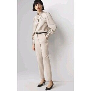 White House Black Market Slim Ankle Pants Biscotti Beige Sz 14 38x27 Office 178